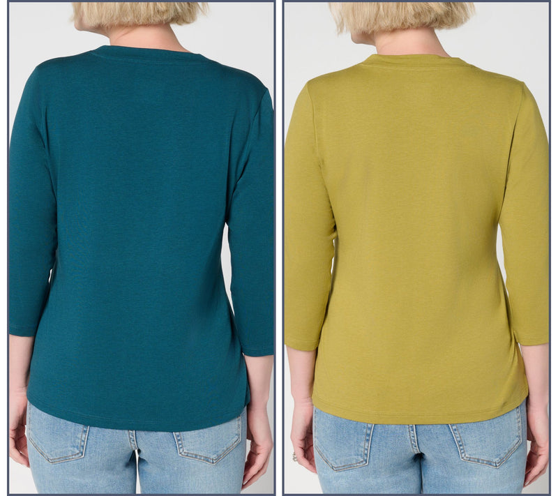 Denim & Co. Essentials 2-Pack Favorite Jersey V-Neck Tops — View 4