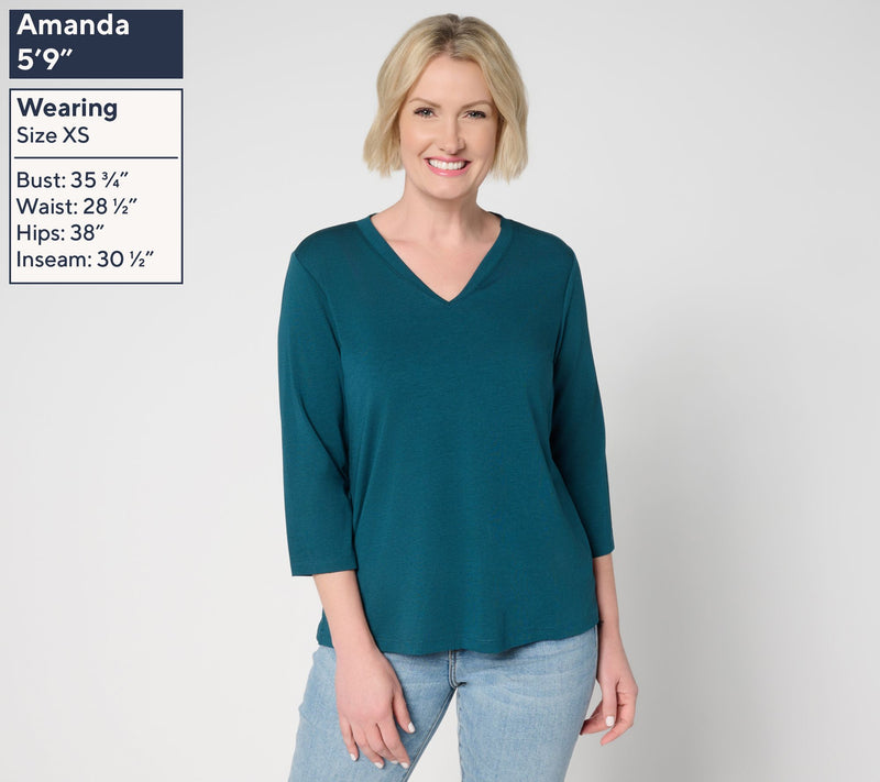 Denim & Co. Essentials 2-Pack Favorite Jersey V-Neck Tops — View 3