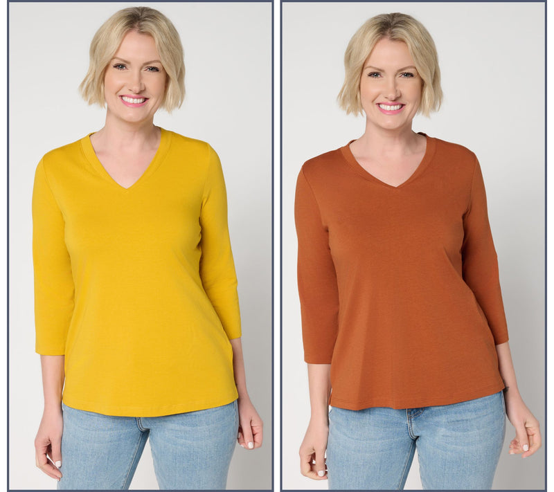 Denim & Co. Essentials 2-Pack Favorite Jersey V-Neck Tops — View 13