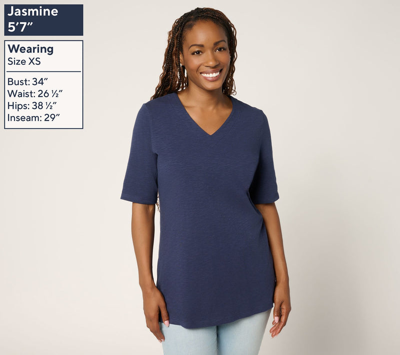 Denim & Co. Essentials Textured Knit 2-Pack V-Neck Tunics — View 11
