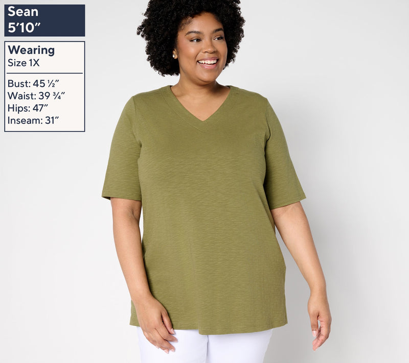 Denim & Co. Essentials Textured Knit 2-Pack V-Neck Tunics — View 10
