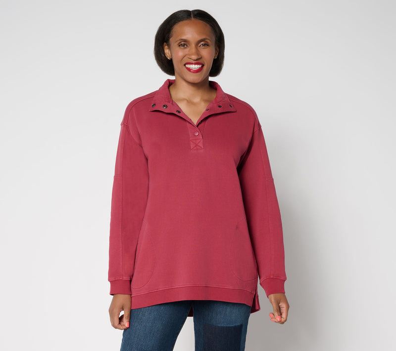 LOGO by Lori Goldstein Long Sleeve French Terry Henley Top — View 12
