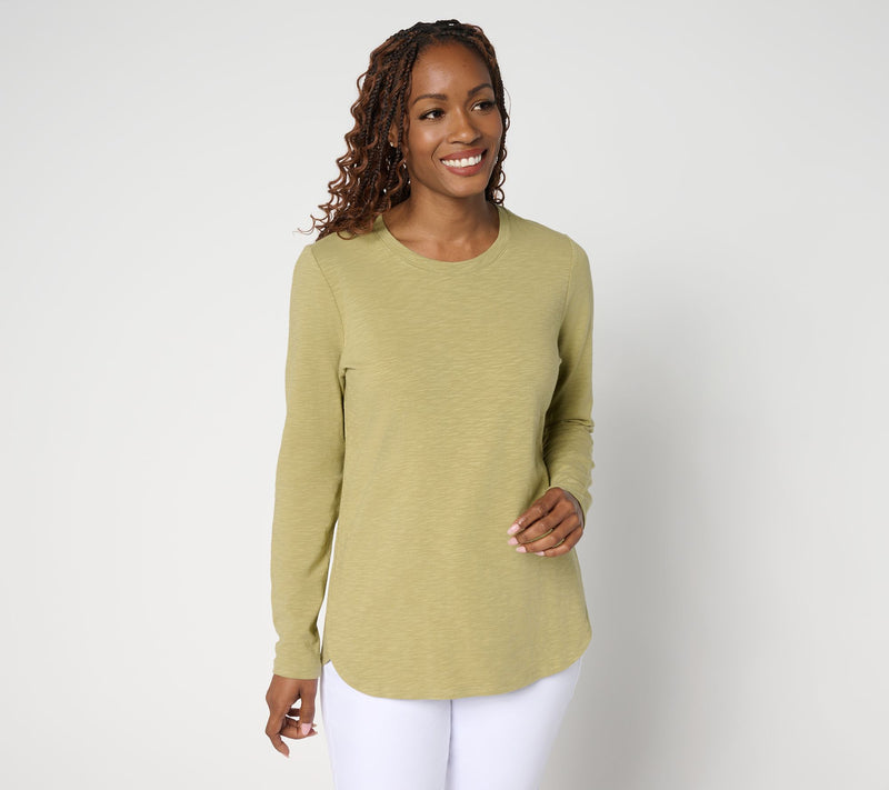 Denim & Co. Essentials Textured Knit Long Sleeve Round Neck Top — View 13