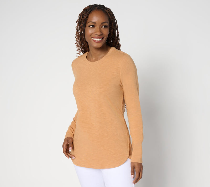 Denim & Co. Essentials Textured Knit Long Sleeve Round Neck Top — View 15