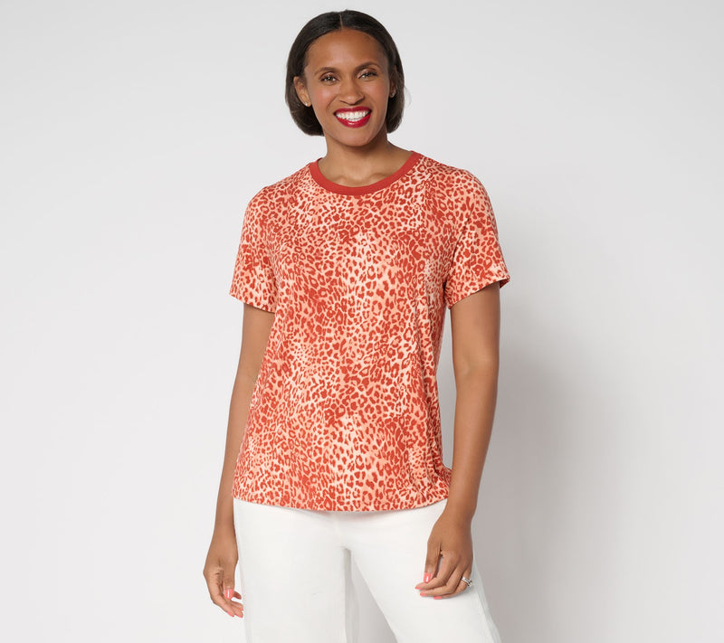 LOGO by Lori Goldstein Rayon 230 Leopard Print Tee — View 10