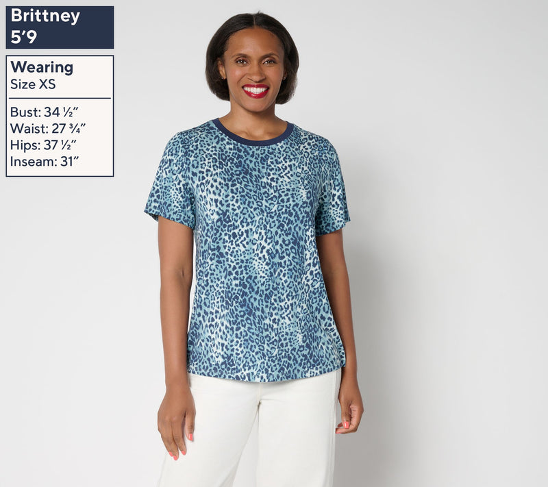 LOGO by Lori Goldstein Rayon 230 Leopard Print Tee — View 2