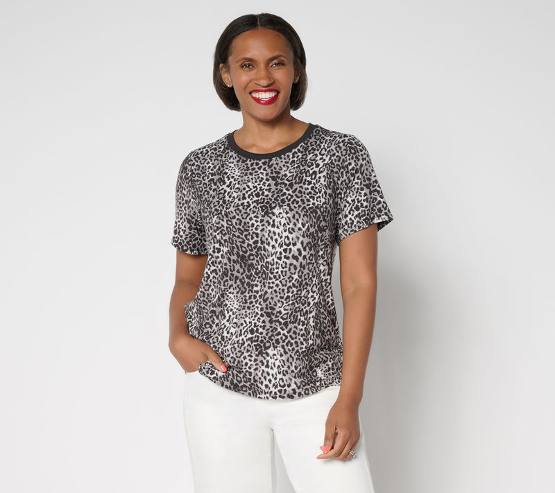 LOGO by Lori Goldstein Rayon 230 Leopard Print Tee — View 11