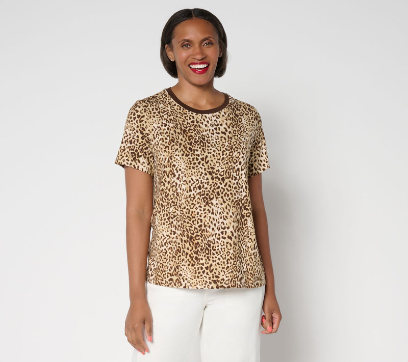 LOGO by Lori Goldstein Rayon 230 Leopard Print Tee — View 12