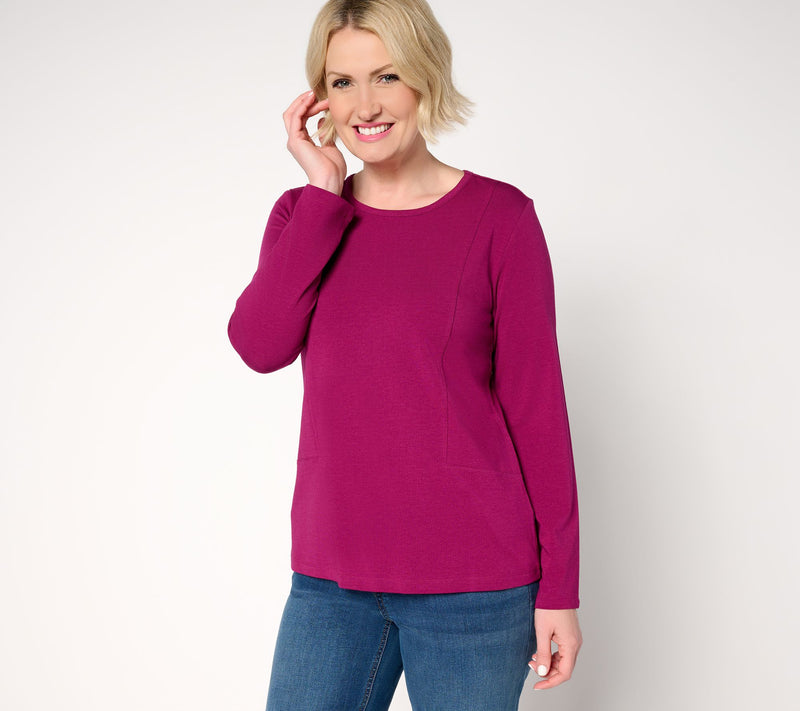 Denim & Co. Essentials Favorite Jersey Top with Seaming Detail — View 2