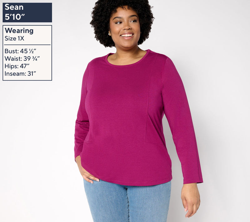 Denim & Co. Essentials Favorite Jersey Top with Seaming Detail — View 3