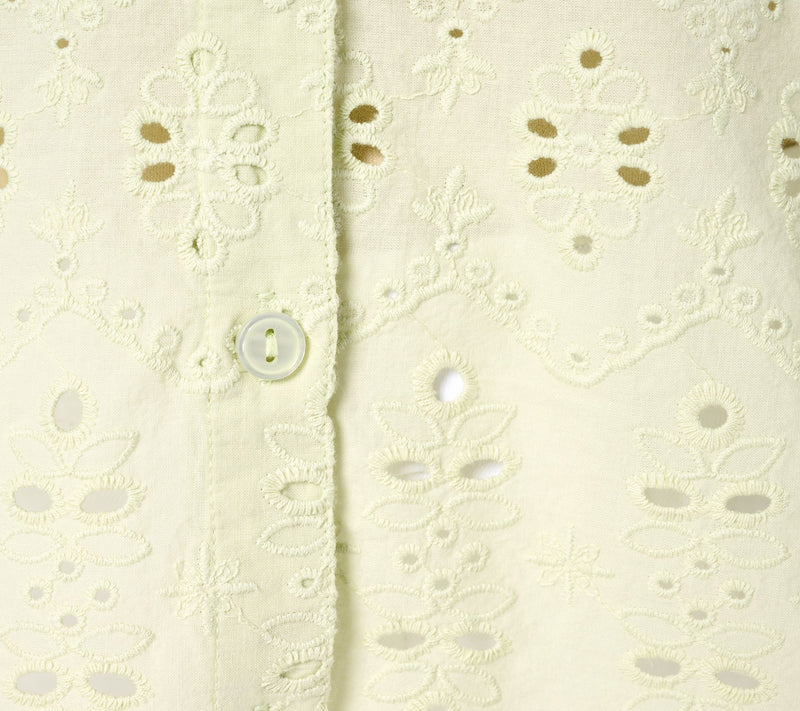 LOGO Lavish by Lori Goldstein Eyelet Button Front Cotton Top — View 12
