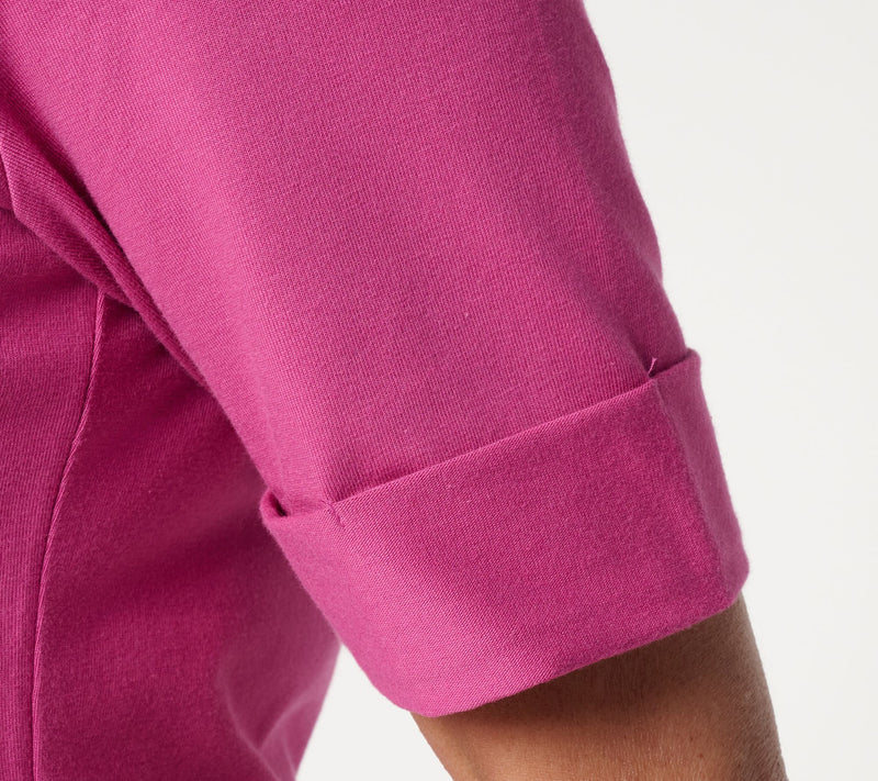 Denim & Co. Essentials Perfect Jersey Rolled Cuff Top — View 6
