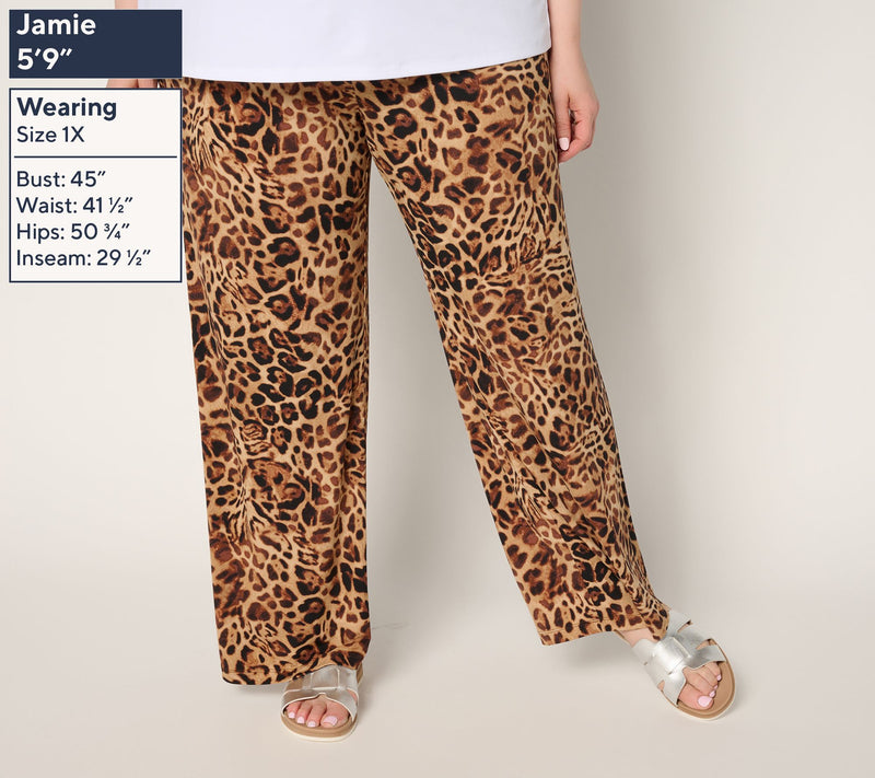 Susan Graver Regular Printed Liquid Knit Wide-Leg Pants — View 6