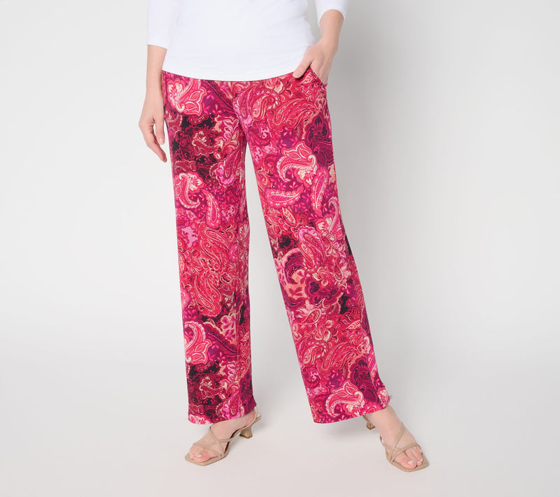 Susan Graver Regular Printed Liquid Knit Wide-Leg Pants — View 17