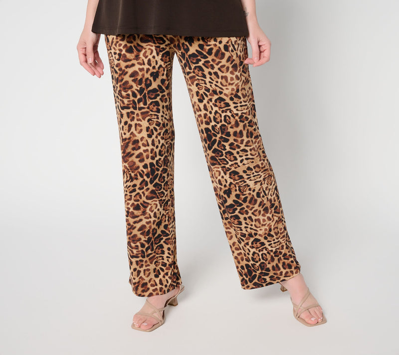 Susan Graver Regular Printed Liquid Knit Wide-Leg Pants — View 18