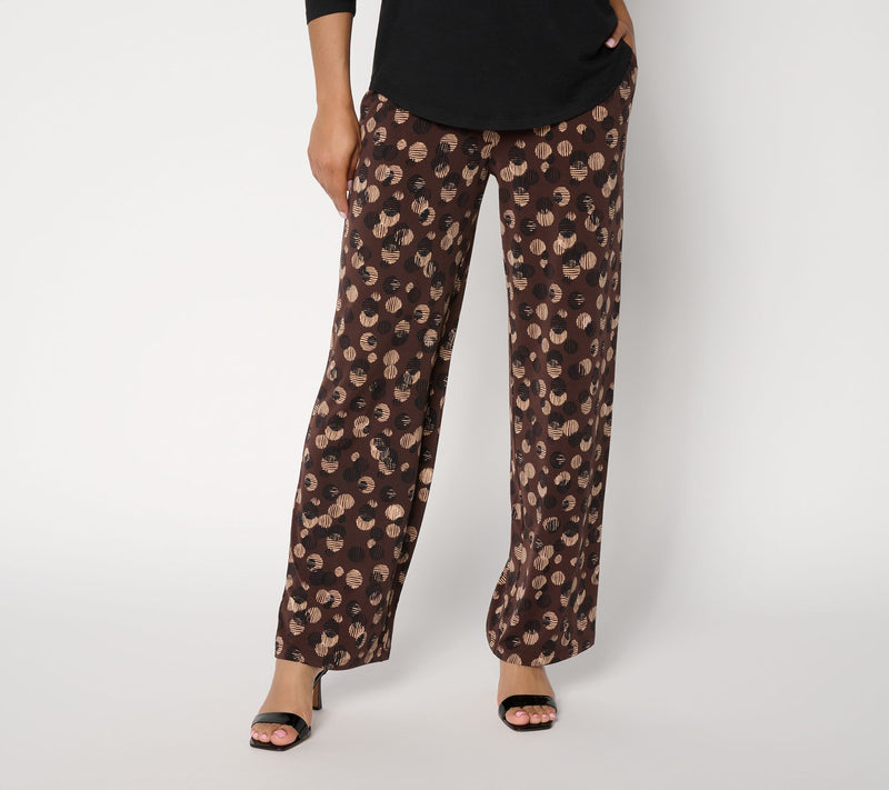 Susan Graver Regular Printed Liquid Knit Wide-Leg Pants — View 2