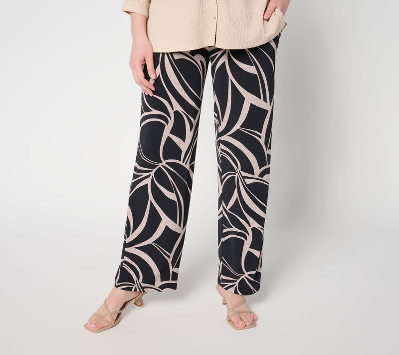 Susan Graver Regular Printed Liquid Knit Wide-Leg Pants — View 20
