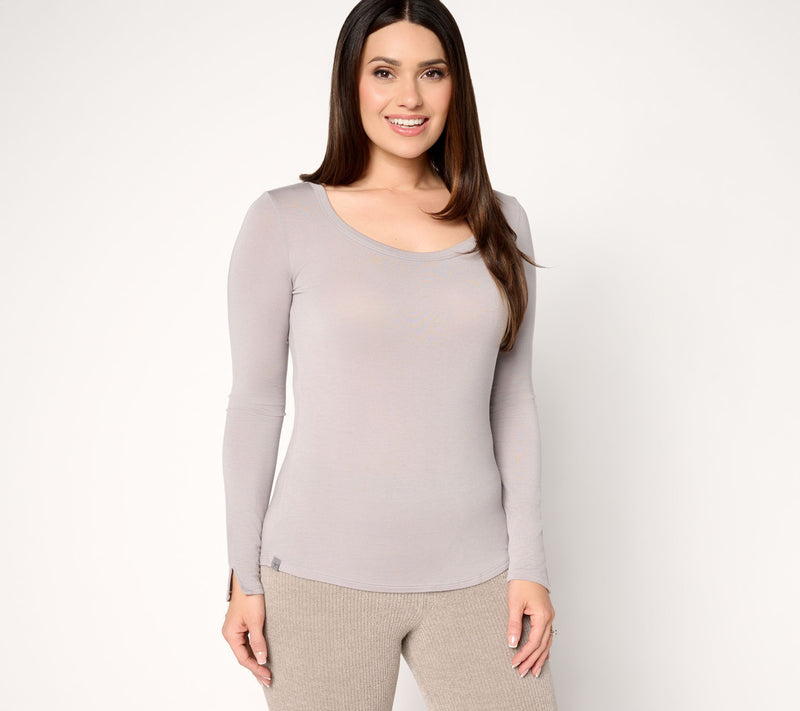 Barefoot Dreams MC Modal Scoop Neck Long Sleeve Tee — View 9
