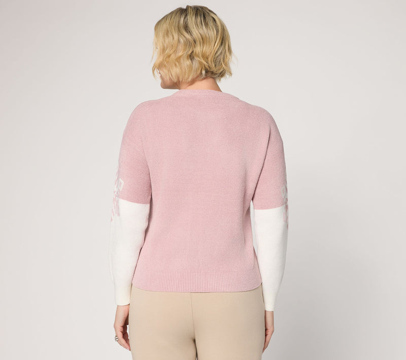 Barefoot Dreams CozyChic Ultra Lite Snowflake Crew Neck Pullover — View 4