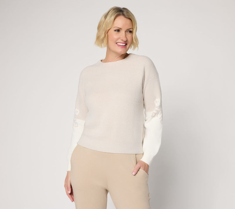 Barefoot Dreams CozyChic Ultra Lite Snowflake Crew Neck Pullover — View 12