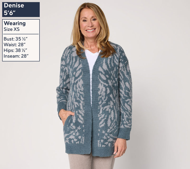 Barefoot Dreams CozyChic Abstract Animal Open Cardigan — View 2