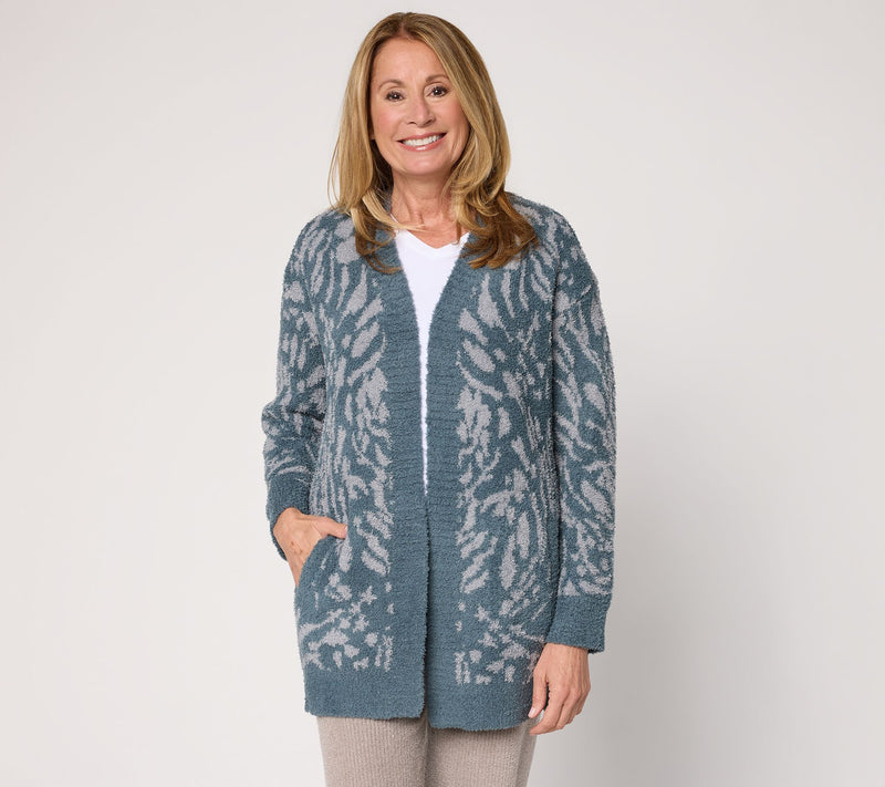 Barefoot Dreams CozyChic Abstract Animal Open Cardigan — View 14
