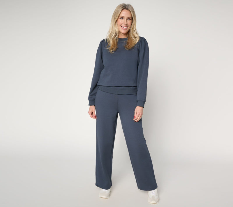 Barefoot Dreams Reg. Brushed Luxe Lounge Puff Sleeve Pullover & Pant — View 5