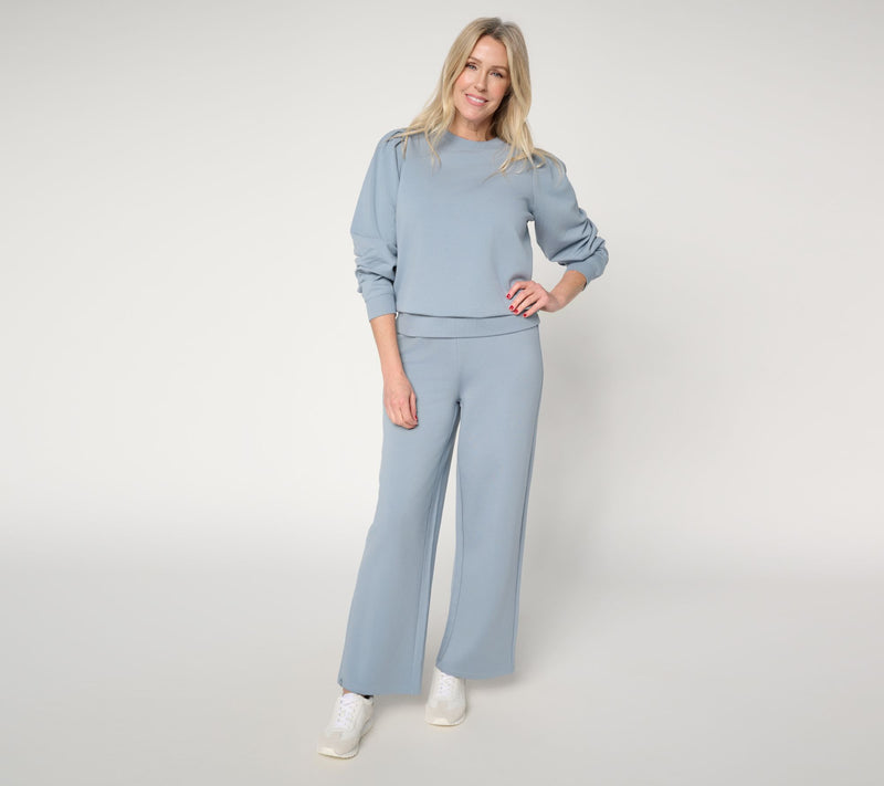 Barefoot Dreams Reg. Brushed Luxe Lounge Puff Sleeve Pullover & Pant — View 3