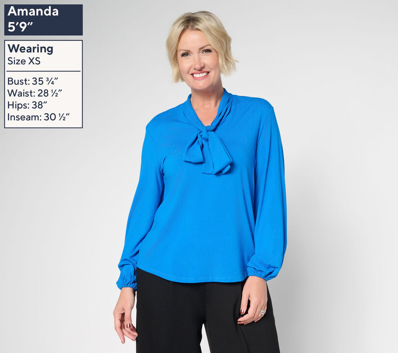 by Stacy London Pull-Over Jersey Bow Blouse — View 2