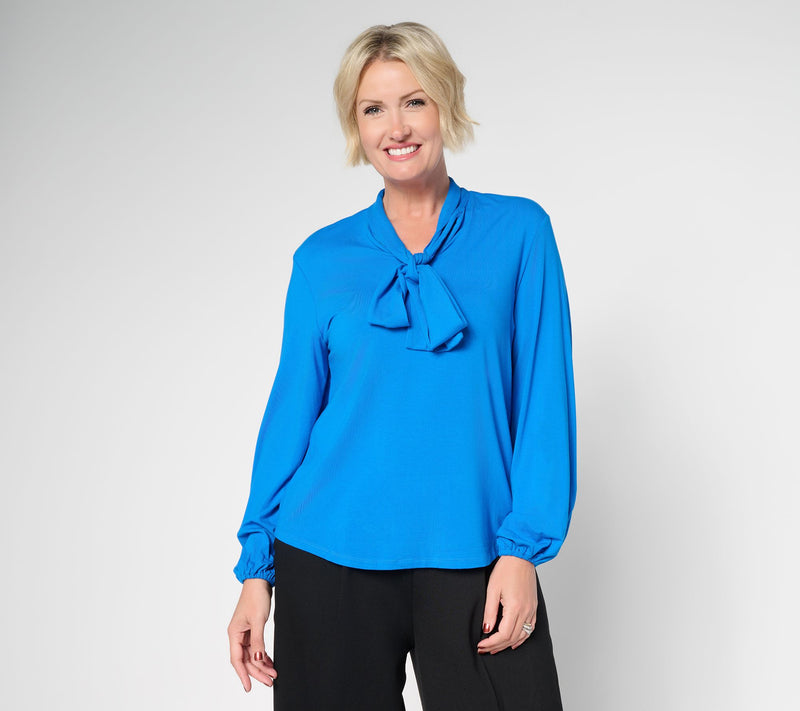 by Stacy London Pull-Over Jersey Bow Blouse — View 11