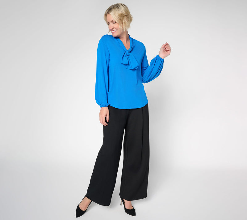 by Stacy London Pull-Over Jersey Bow Blouse — View 4
