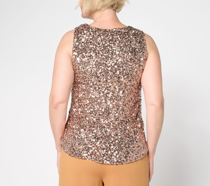 by Stacy London Sequin Knit Crew Neck Tank Top — View 9