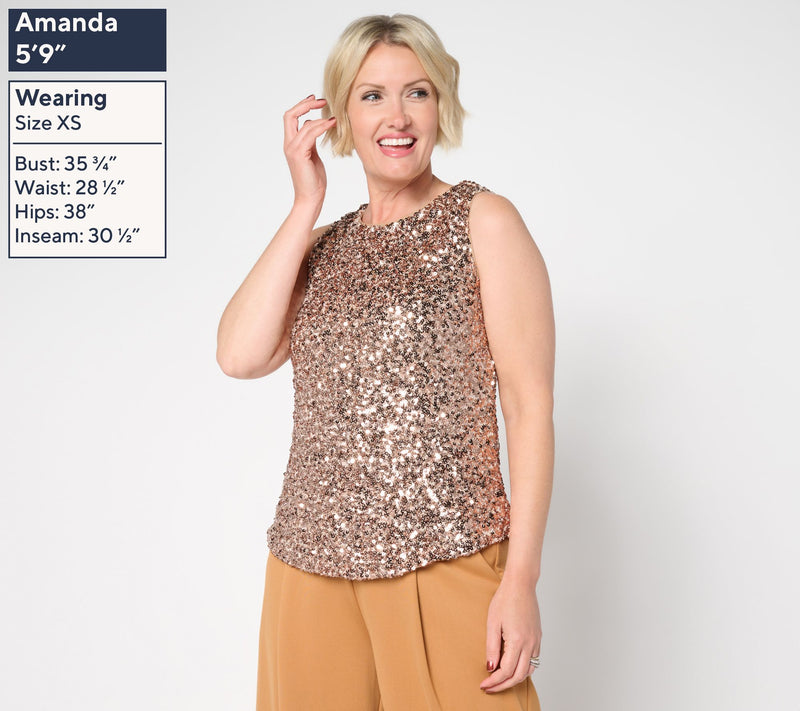 by Stacy London Sequin Knit Crew Neck Tank Top — View 8
