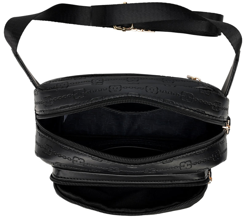 ELLE Eleganza Vegan Leather Monogram Sling Bag — View 4