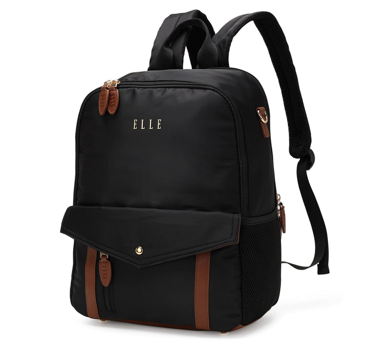 ELLE Luxe Journey Twill and Vegan Leather Backpack — View 7