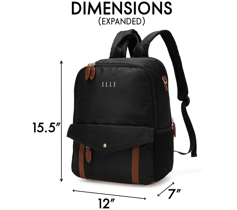 ELLE Luxe Journey Twill and Vegan Leather Backpack — View 5