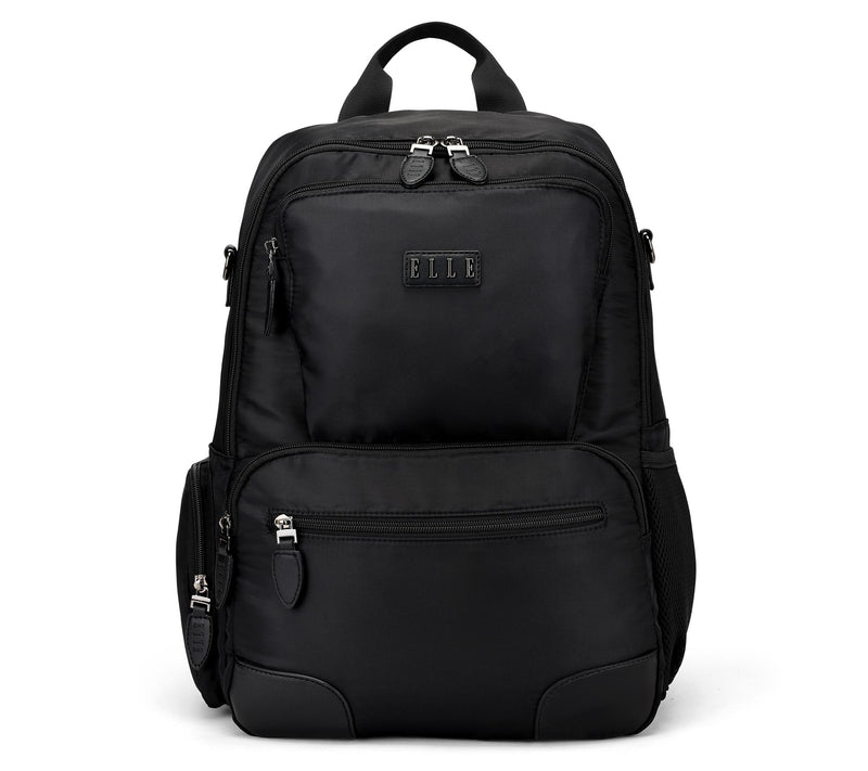 ELLE Voyage Twill and Vegan Leather Backpack — View 11