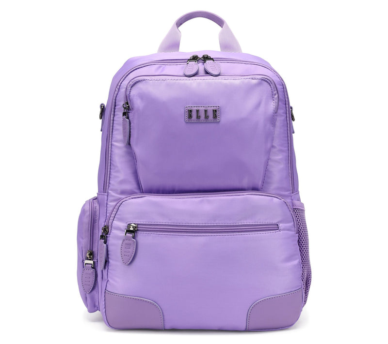 ELLE Voyage Twill and Vegan Leather Backpack — View 12