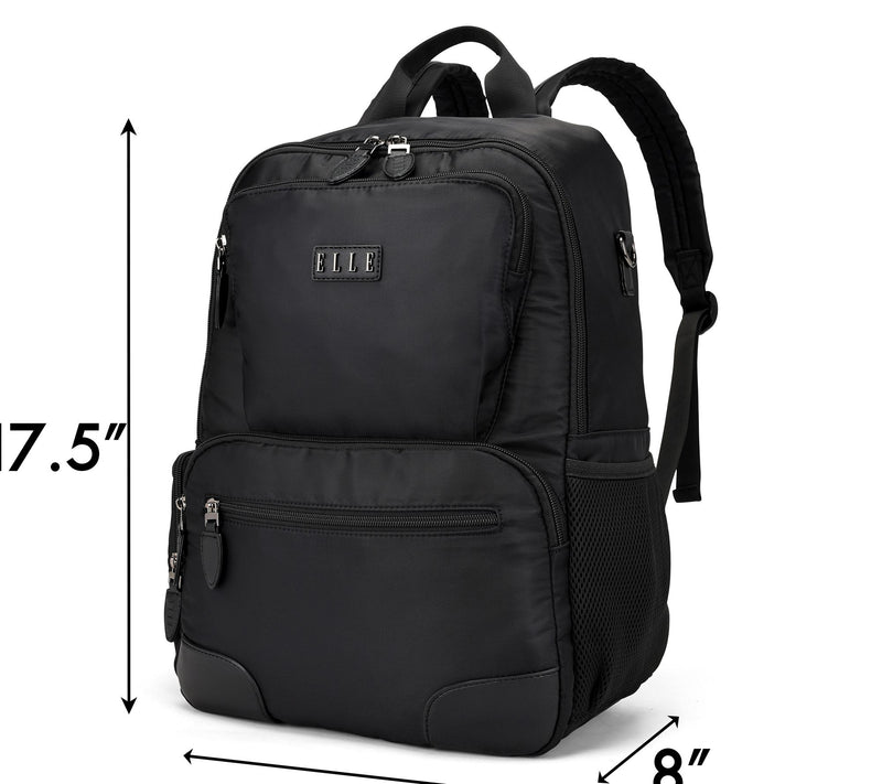 ELLE Voyage Twill and Vegan Leather Backpack — View 5