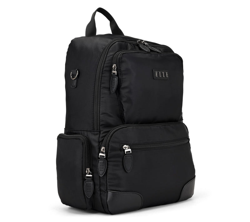 ELLE Voyage Twill and Vegan Leather Backpack — View 6