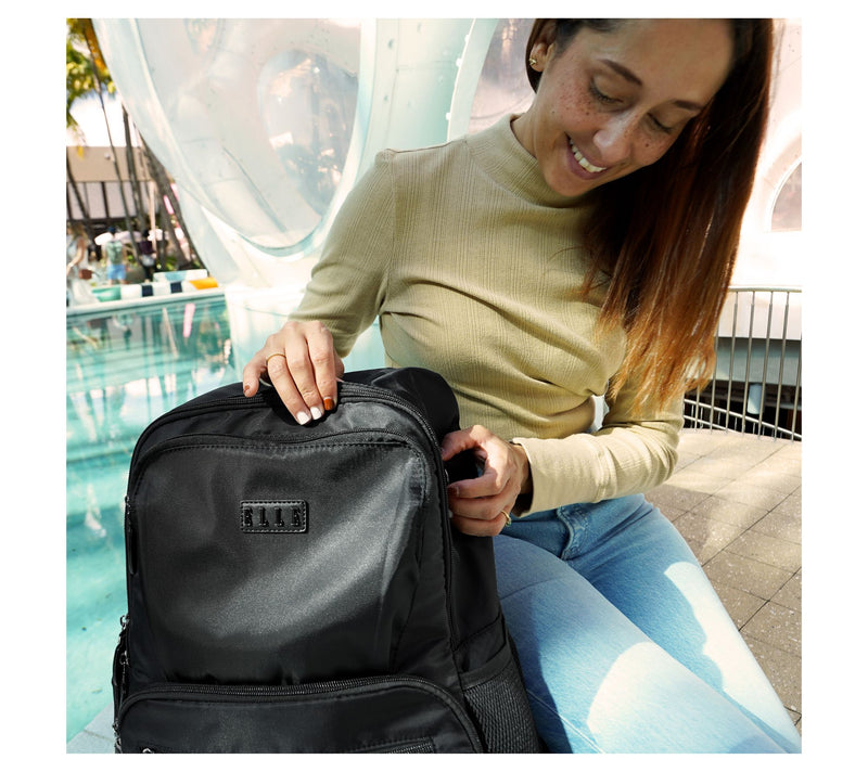 ELLE Voyage Twill and Vegan Leather Backpack — View 8