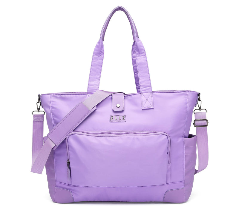 ELLE Voyage Twill and Vegan Leather Weekender Tote Bag — View 12