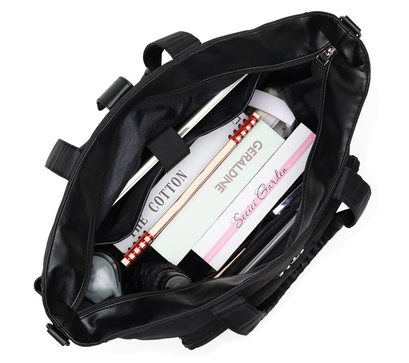 ELLE Voyage Twill and Vegan Leather Weekender Tote Bag — View 2
