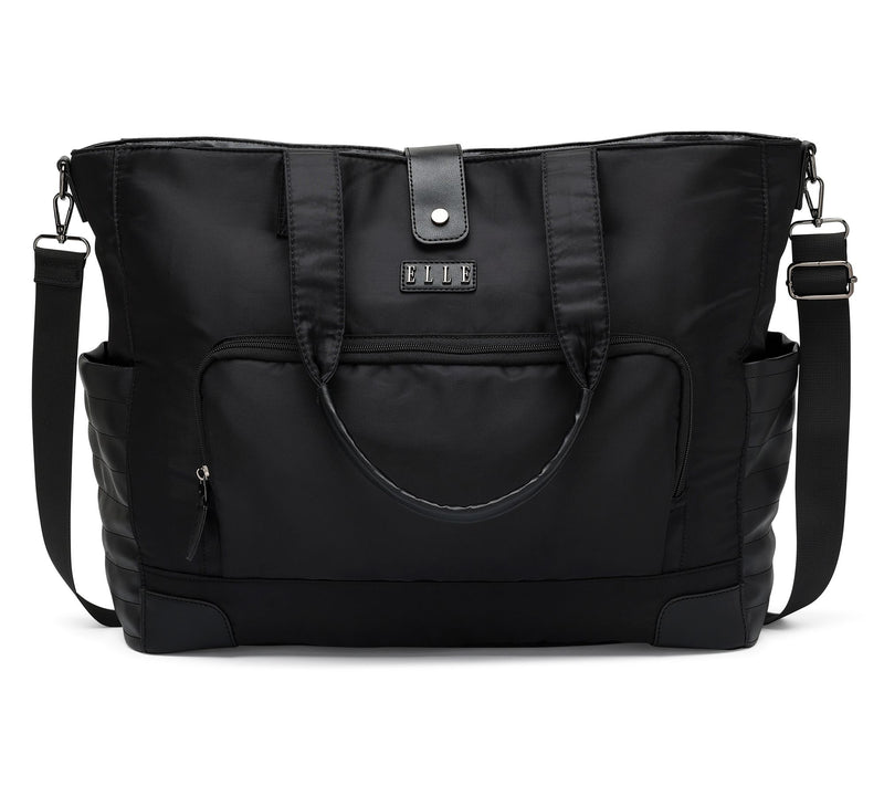 ELLE Voyage Twill and Vegan Leather Weekender Tote Bag — View 7