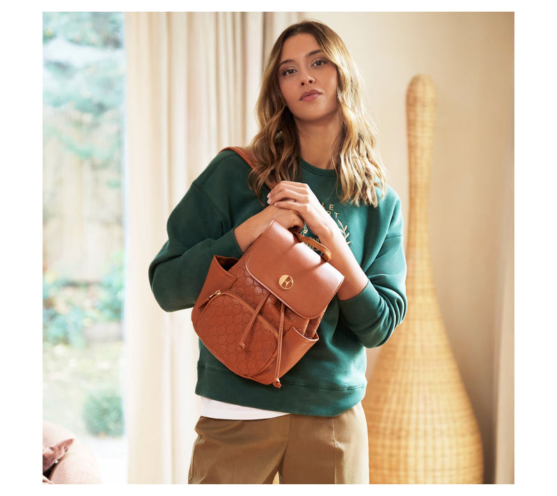 ELLE Compass Vegan Leather Monogram Mini Backpack — View 9