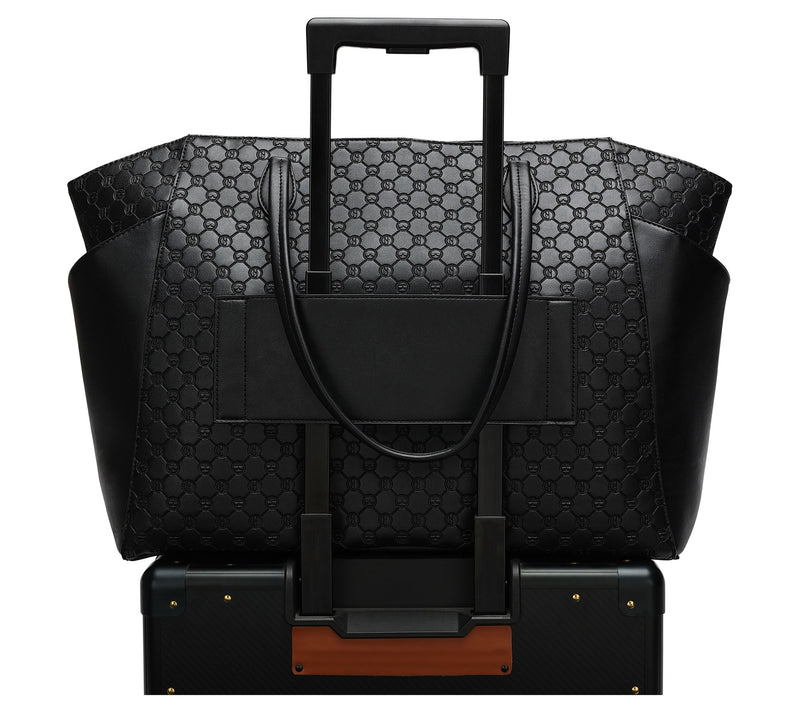 ELLE Compass Vegan Leather Monogram Weekender Tote Bag — View 4
