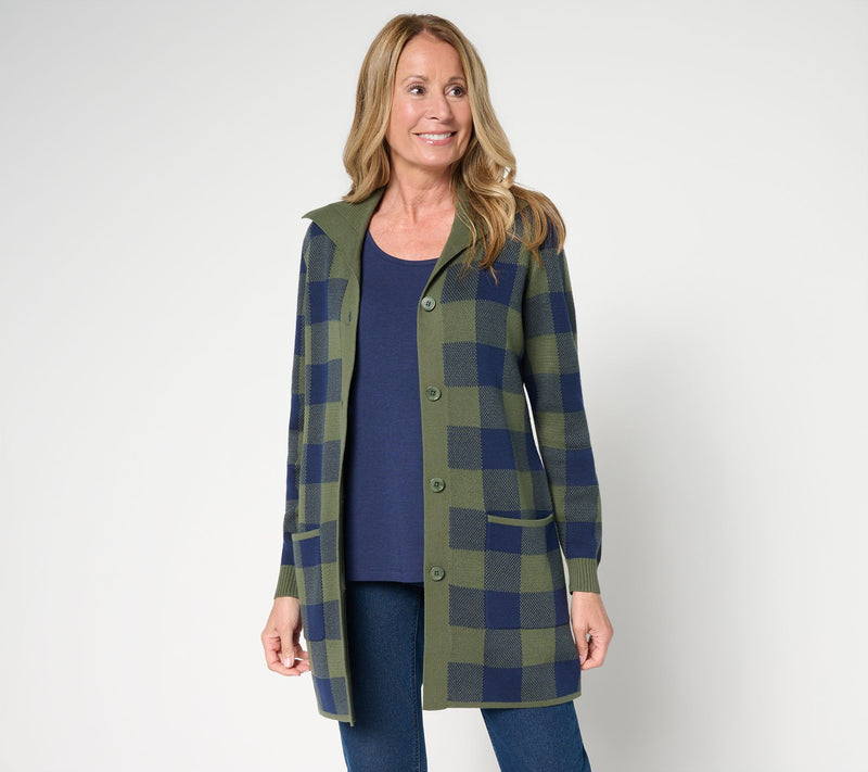 Denim & Co. Regular Button Front Sweater Tunic Cardigan — Main view