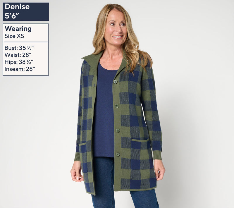 Denim & Co. Regular Button Front Sweater Tunic Cardigan — View 3
