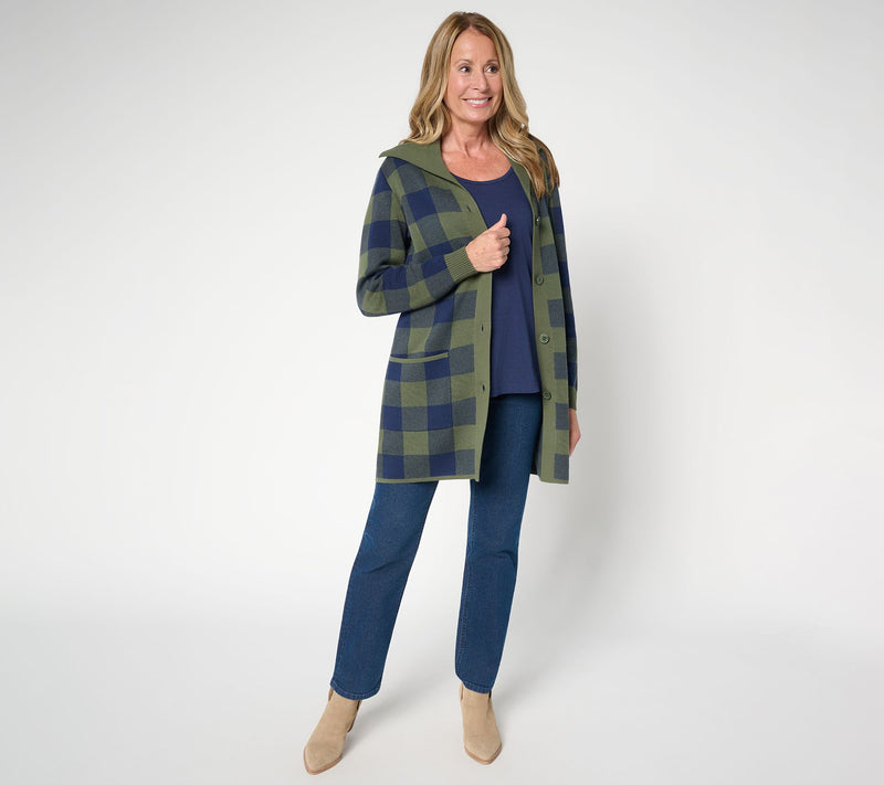 Denim & Co. Regular Button Front Sweater Tunic Cardigan — View 5