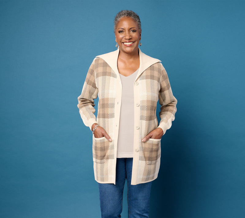 Denim & Co. Regular Button Front Sweater Tunic Cardigan — View 8